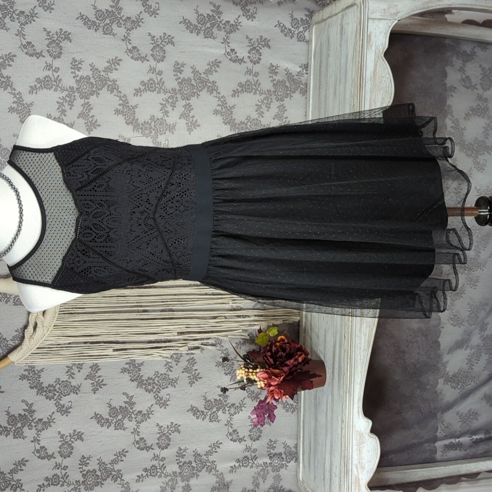 Xhilaration black lace and tulle fit and flare dress